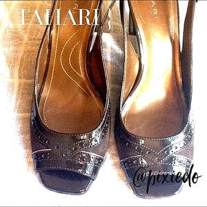 ❗Never Worn❗{Tahari} open toe slingback shoes.